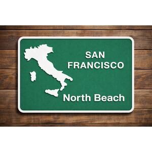 San Francisco North Beach Road Sign California Swim Ocean Travel Highway